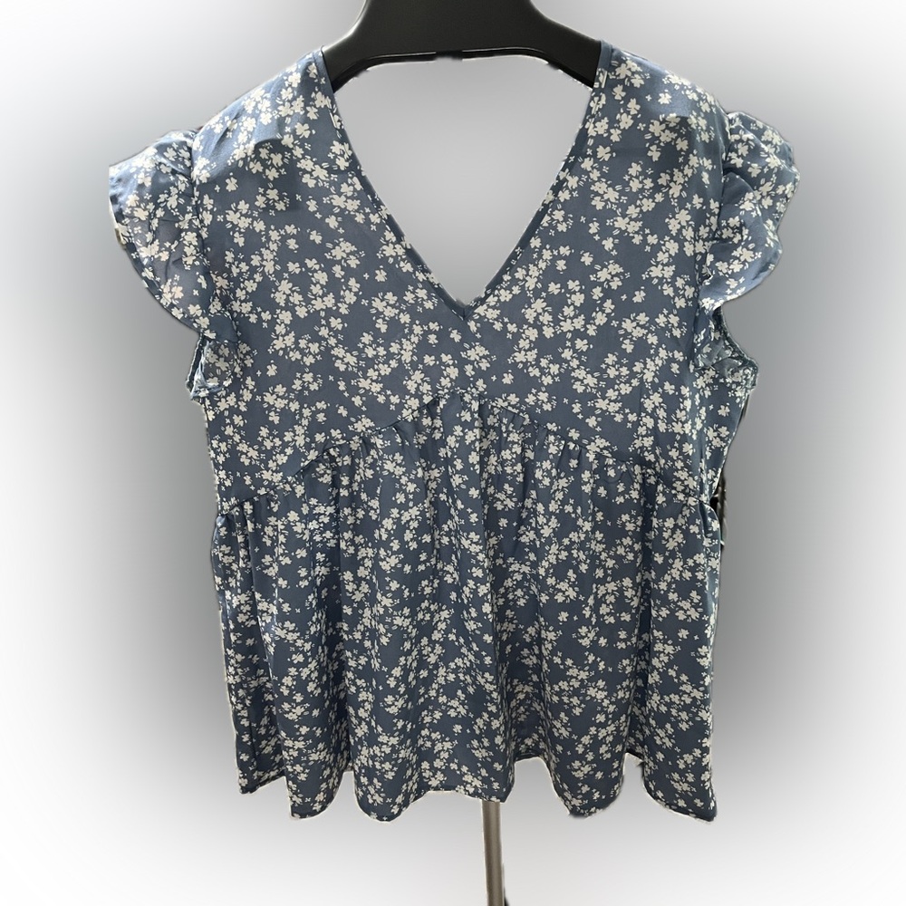 SHEIN Blue Floral Blouse